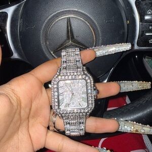 Moissainite VVS1 cartier watch!! Passes diamond tester